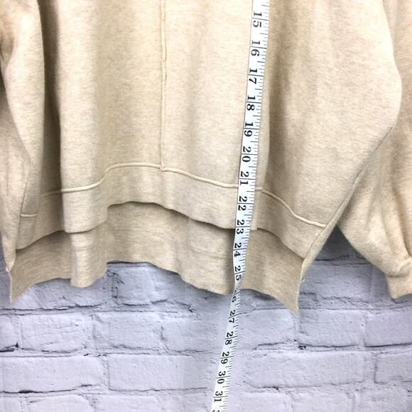 Forever 21 Drop Shoulder Boxy Oversized High Low Crew Neck Tan Pullover Sz S - Picture 5 of 12